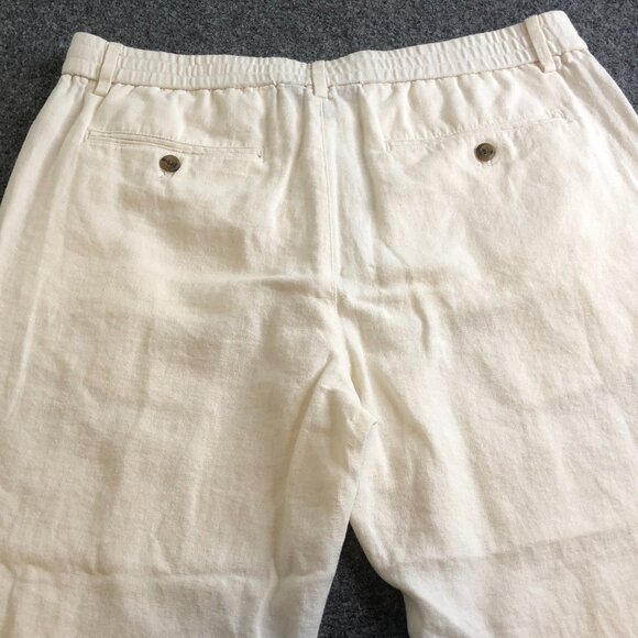 Banana Republic Pants Mens 34 Beige Linen Blend Drawstring Elastic Button Beach - Picture 10 of 12